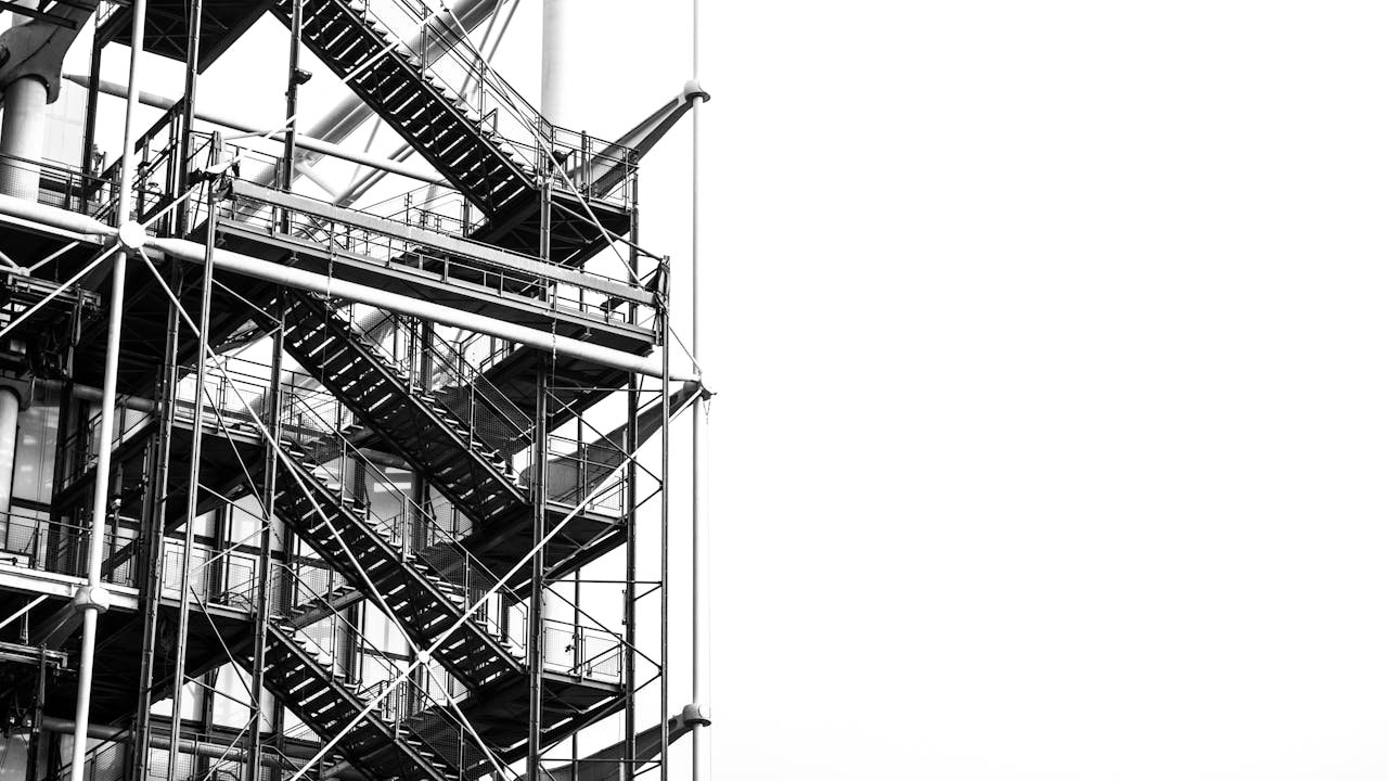 Scaffolding in Grayscale Photo